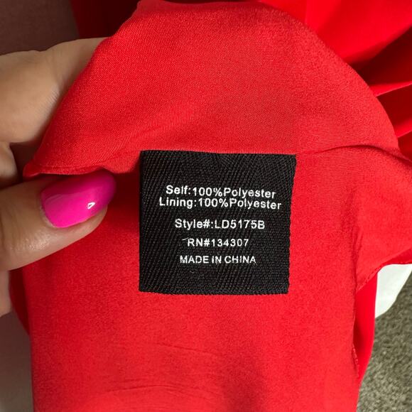 NWT Line & Dot One Shoulder Draped Slit Midi Dress – Red – Size M - Picture 12 of 13